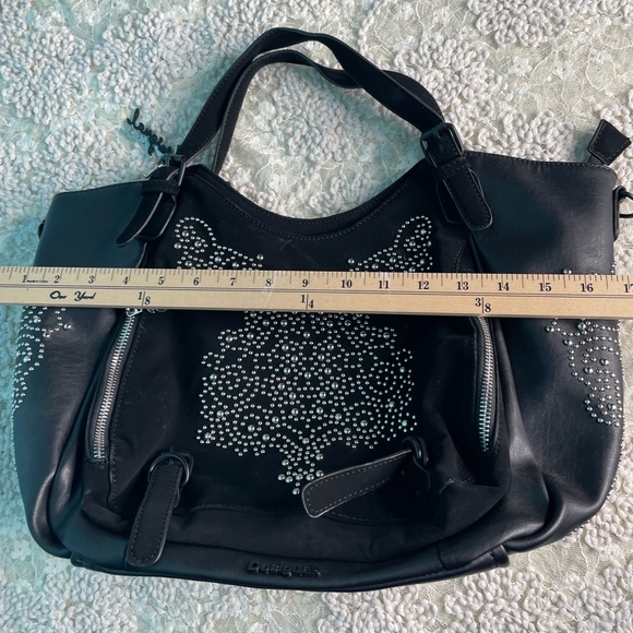 Desigual ROTTERDAM BLONDIE Black Silver Faux Leather Hobo Bag Studded - Picture 11 of 16